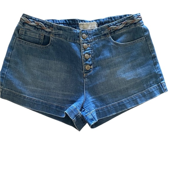 Free People Braided belt denim button fly shorts - Picture 2 of 9